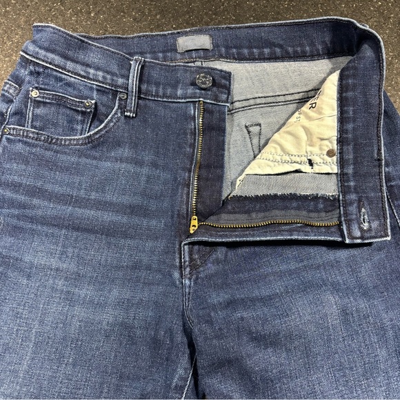 Mother Insider Step Cropped Fray Dark Blue Denim Jeans - Picture 7 of 14